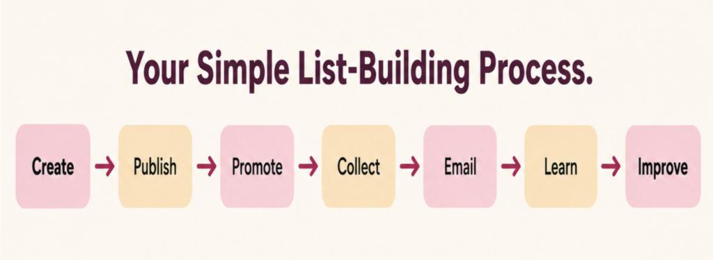 Simple List building process infographic